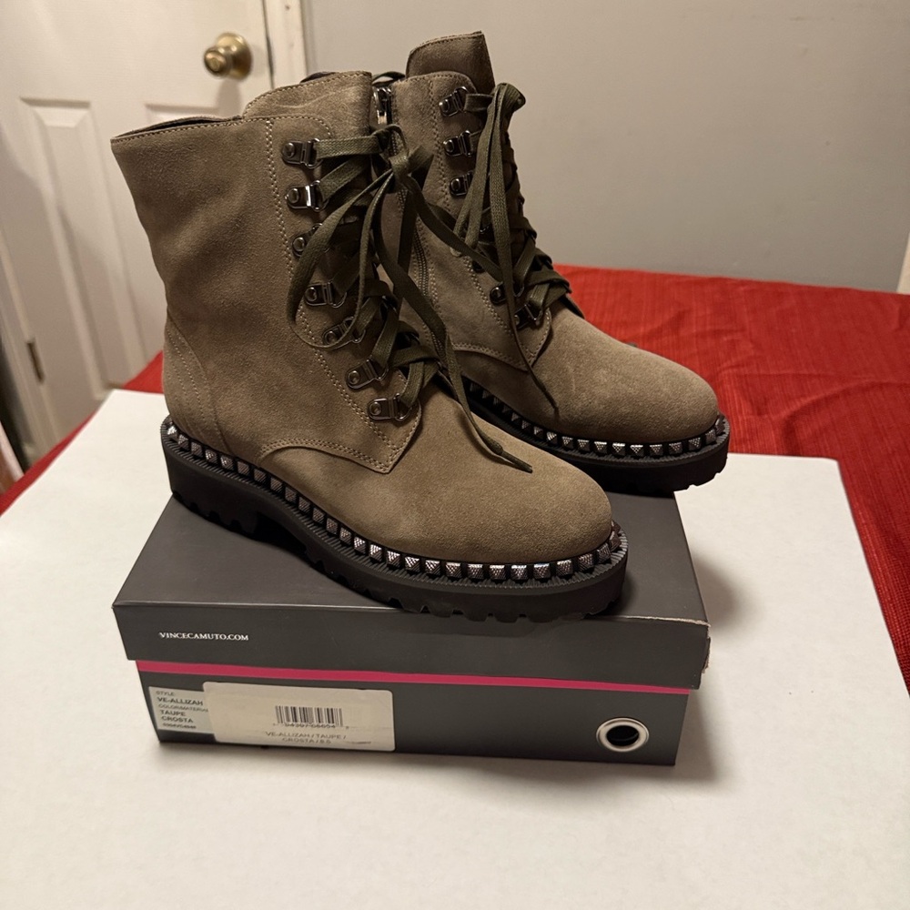 Vince Camuto Olive Lace-Up Ankle Boots